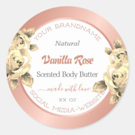 Bloemen Roos Goud Wit Product Verpakkingslabels Ronde Sticker
