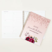 Bloemen roos goudblush roze druppels 2026 planner (Display)