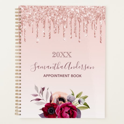 Bloemen roos goudblush roze druppels 2026 planner (Voorkant)
