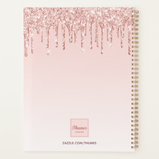 Bloemen roos goudblush roze druppels 2026 planner (Achterkant)