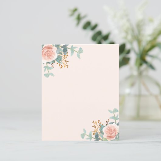 Bloemen roos goudcrème groen papier blad (Staand voorkant)