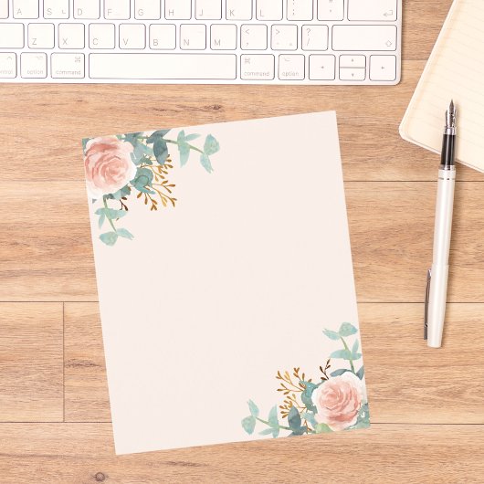 Bloemen roos goudcrème groen papier blad