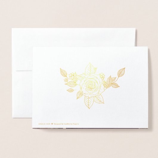 Bloemen Roos Gouden Folie Bruiloft Save the Date Folie Kaarten (Met envelop)