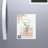 Bloemen roos gouden foto boog QR code luxe bruilof Magnetische Uitnodiging