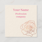 Bloemen Roos Gouden Glitter Vierkante Visitekaartje (Voorkant)