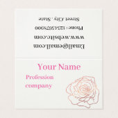 Bloemen Roos Gouden Glitter Visitekaartje (Buitenkant ongevouwen)