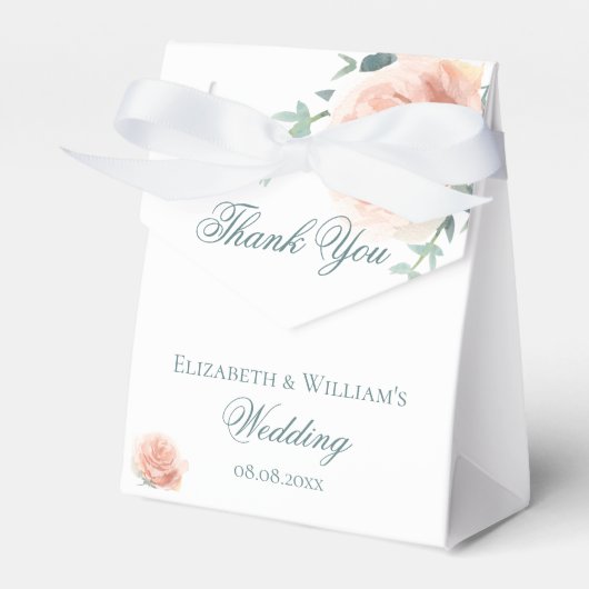 Bloemen roos gouden groen dank u bruiloft bedankdoosjes (Voorkant Zijde)
