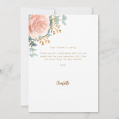 Bloemen roos gouden groen foto verjaardag bedankkaart (Achterkant)