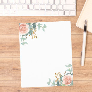 Bloemen roos gouden groen papier blad