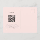 Bloemen roos gouden groen QR code details bruiloft Uitnodiging Briefkaart (Achterkant)