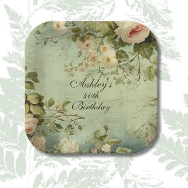 Bloemen Roos Greenery Papieren Bordje