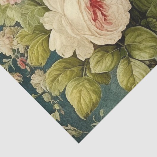 Bloemen Roos Groen Decoupage Tissuepapier (Detail)