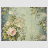 Bloemen Roos Groen Decoupage Tissuepapier (Voorkant)