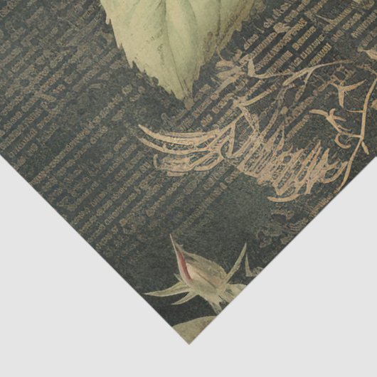 Bloemen Roos Groen Decoupage Tissuepapier (Detail)