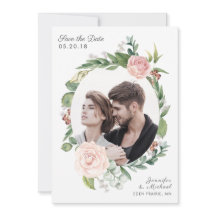 Bloemen Roos groen krans foto Save the Date