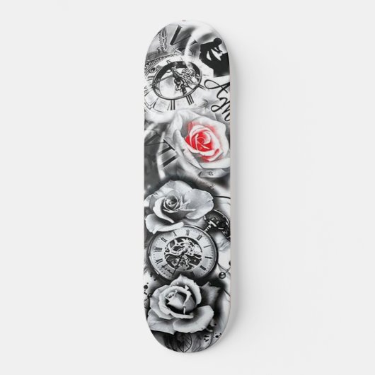Bloemen Roos Klock Birth Vader Kind Persoonlijk Skateboard (Voorkant)
