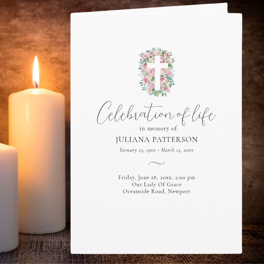 Bloemen Roos Kruisfoto Begrafenis Orde van Service Programma