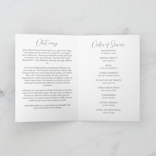 Bloemen Roos Kruisfoto Begrafenis Orde van Service Programma (Binnen)