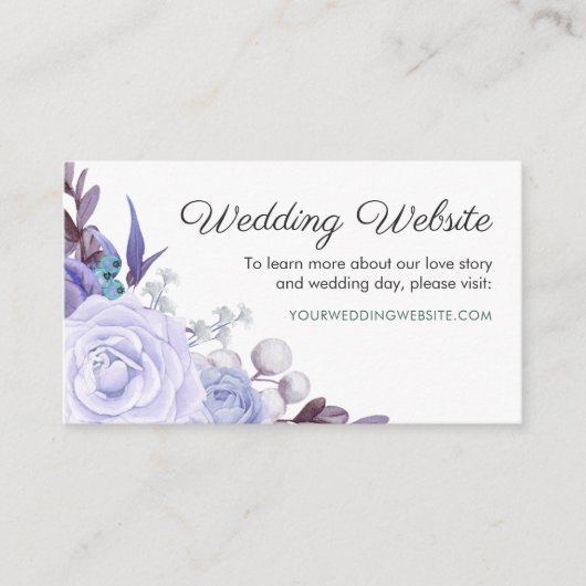 Bloemen Roos Paarse bladeren krans bruiloft websit Informatiekaartje (Voorkant)