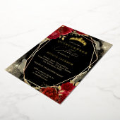 Bloemen Roos rood goud tiara quinceanera Folie Uitnodiging (Gedraaid)
