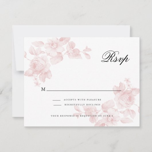  Bloemen Roos Roze Bruiloft RSVP Kaart (Voorkant)