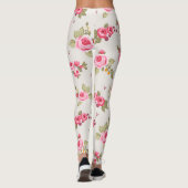 Bloemen Roos roze en beige Patroon Leggings (Achterkant)