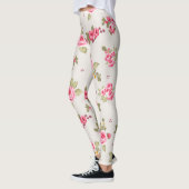 Bloemen Roos roze en beige Patroon Leggings (Links)