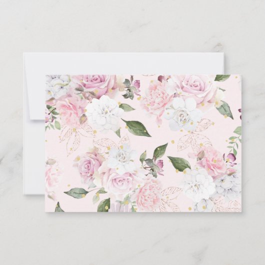 Bloemen Roos Roze QR Code Bruiloft RSVP Kaart (Achterkant)