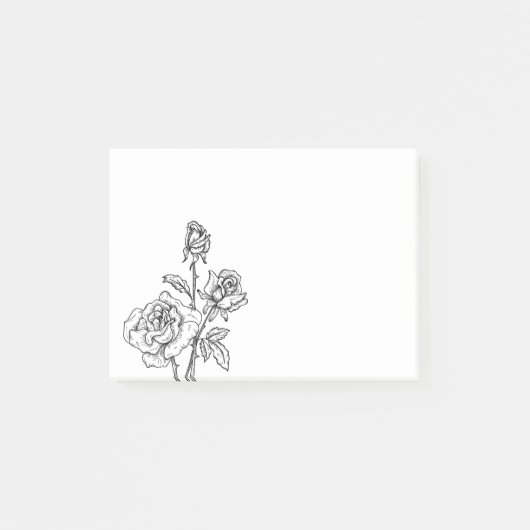 Bloemen Roos Rozen Bloemen Zwart Post-it® Notes (Voorkant)