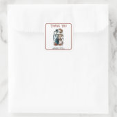 Bloemen Roos Skelet Lovers Bruiloft Dank u Vierkante Sticker (Tas)