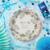 Bloemen Roos Succulent Foliage Mr en Mrs Wedding Papieren Bordje (Feest)