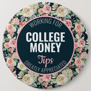 Bloemen Roos Tips gewaardeerd Studiegeld Ronde Button 6,0 Cm