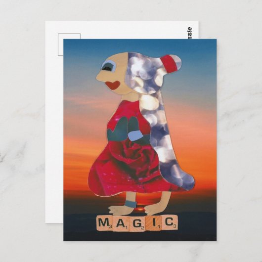 Bloemen roos vrouw in sunset the sky is the limit  briefkaart (Voorkant / Achterkant)