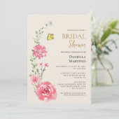 Bloemen roos waterverf vlinder Vrijgezellenfeest Kaart (Staand voorkant)