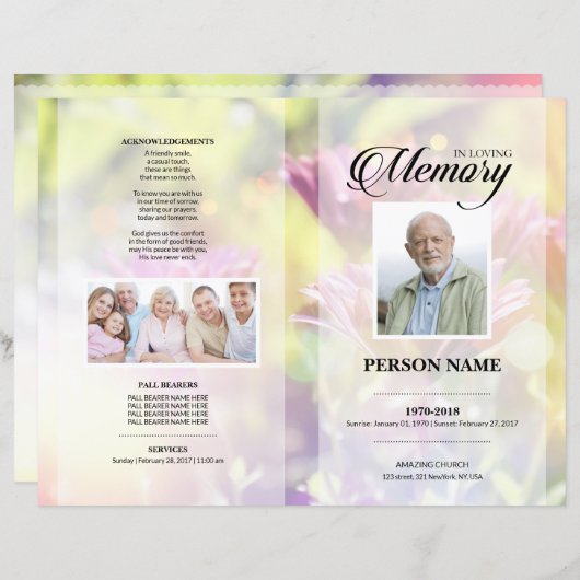 Bloemen rouwtemplate (Voorkant / Achterkant)