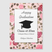  Bloemen Roze Afstuderen Magneet Kaart (Voorkant)