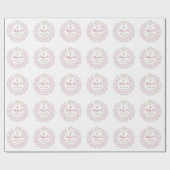 Bloemen Roze Baby Angel Cross Doop Cadeaupapier (Vlak)