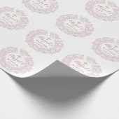 Bloemen Roze Baby Angel Cross Doop Cadeaupapier (Hoek)