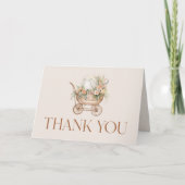 Bloemen Roze  Baby Carriage Baby shower Bedankkaart (Voorkant)