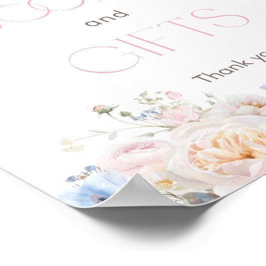 Bloemen Roze Baby shower Boeken en geschenken Poster (Hoek)