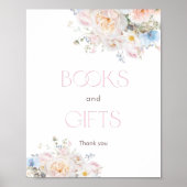 Bloemen Roze Baby shower Boeken en geschenken Poster (Voorkant)