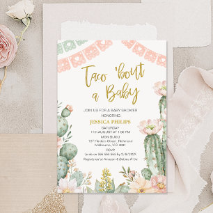 Bloemen Roze Banner Taco Bout Een Baby Baby shower Kaart