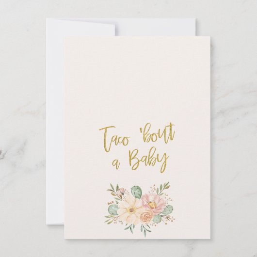 Bloemen Roze Banner Taco Bout Een Baby Baby shower Kaart (Achterkant)