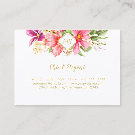  bloemen Roze Beige Elegant Visitekaartje (Achterkant)