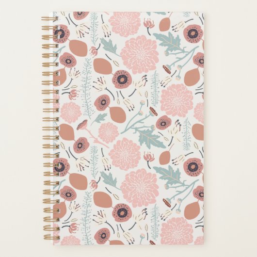 Bloemen Roze Blauw Botanisch Planner (Voorkant)