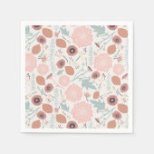 Bloemen Roze Blauw Botanisch Servet (Voorkant)