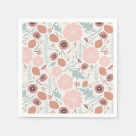 Bloemen Roze Blauw Botanisch Servet