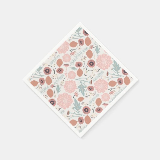 Bloemen Roze Blauw Botanisch Servet (Hoek)