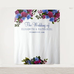 Bloemen roze blauw bruiloft foto stand achtergrond wandkleed