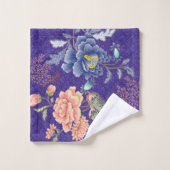 Bloemen Roze Blauw Paarse Gouden Streep Bloemen Bad Handdoek (Wasdoekje)